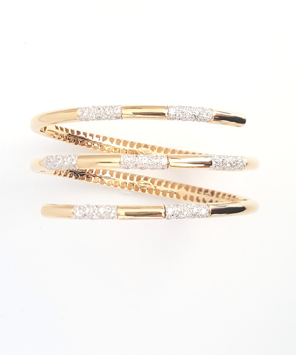 1.46ct Diamond 14K Gold Spiral Bracelet