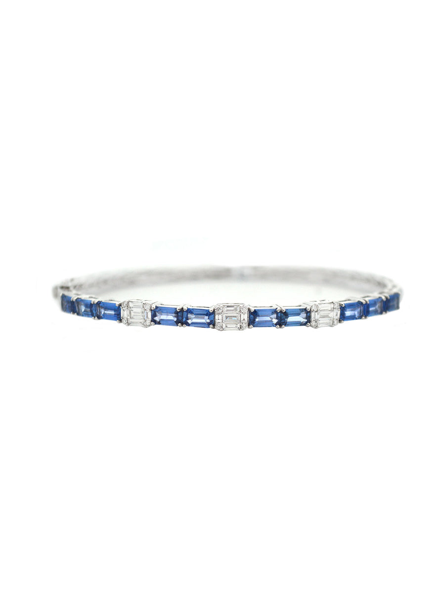 4.21ct Blue Sapphire and Diamond 18K Gold Bracelet