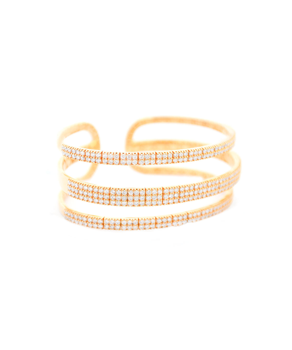 4.65ct Diamond 18K Gold Open Cuff Bracelet