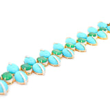 127.09cts Turquoise Emerald Diamond 18K Gold Bracelet