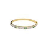 3.88ct Diamond Emerald 14K Gold Bangle Bracelet
