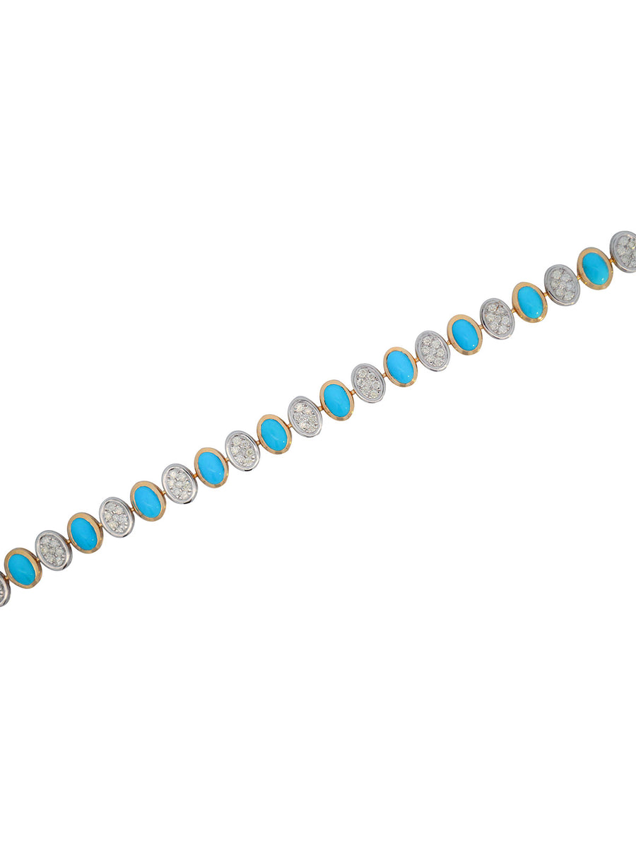 8.16ct Turquoise Diamond 14K Gold Bracelet