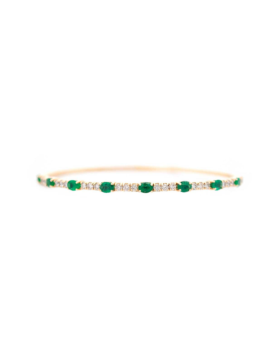 2.11ct Emerald Diamond 14K Gold Bangle Bracelet