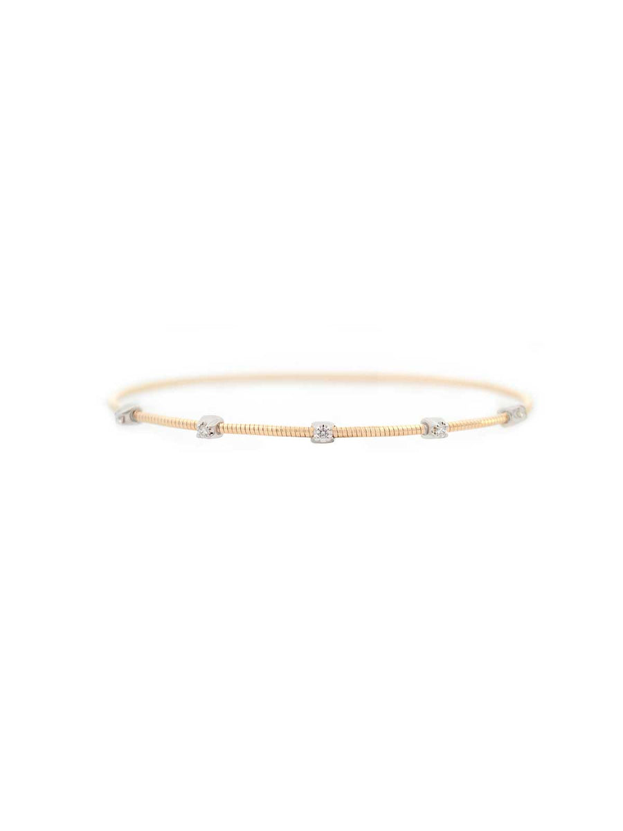 0.11ct Diamond 14K Gold Bangle Bracelet