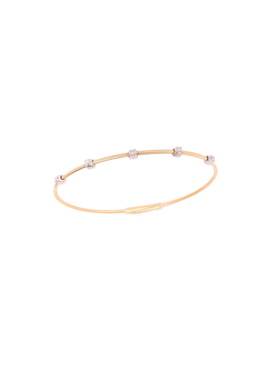 0.11ct Diamond 14K Gold Bangle Bracelet