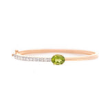 3.03ct Green Citrine Diamond 14K Gold Bangle Bracelet
