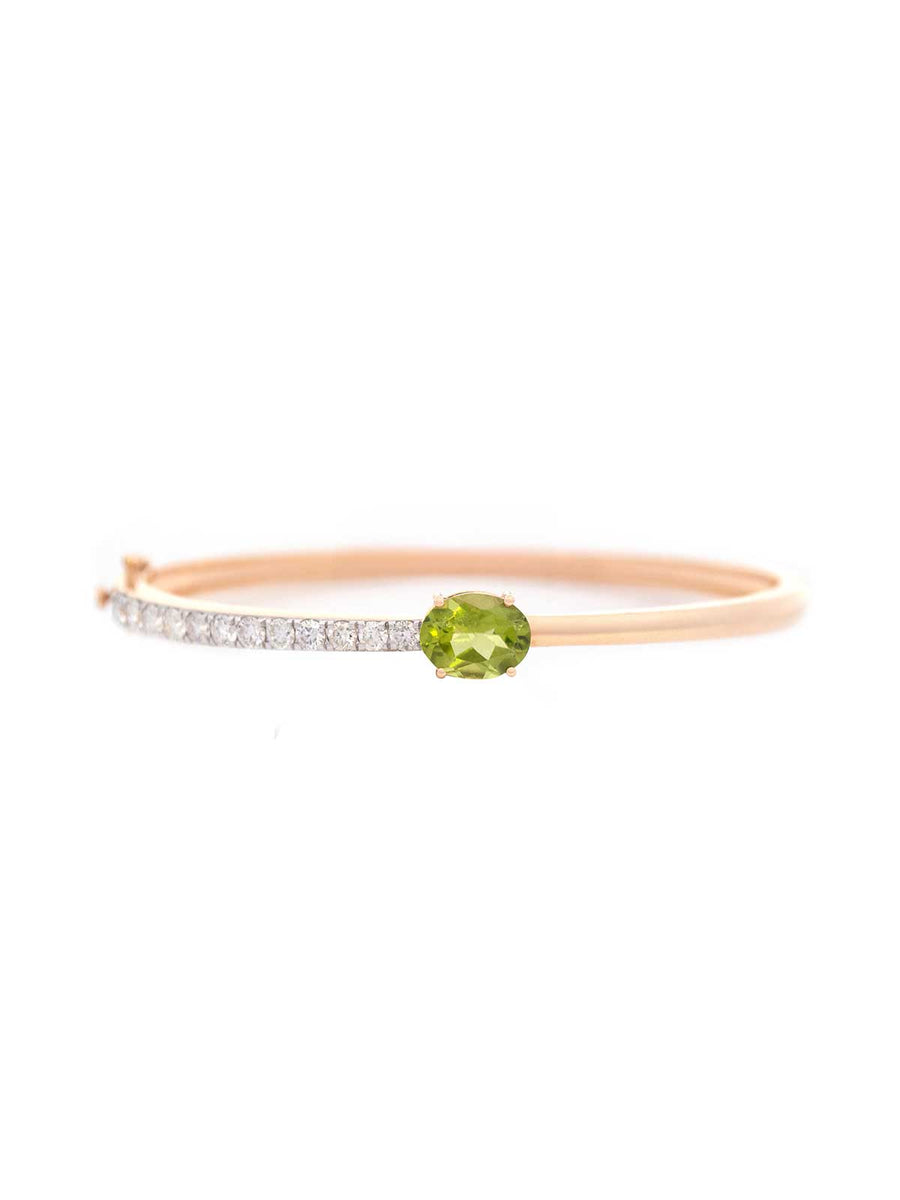 3.03ct Green Citrine and Diamond 14K Gold Bracelet