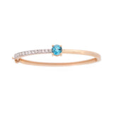 3.03ct Blue Citrine Diamond 14K Gold Bangle Bracelet