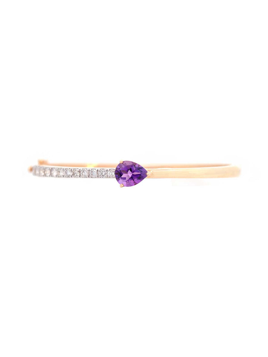3.03ct Purple Citrine and Diamond 14K Gold Bracelet