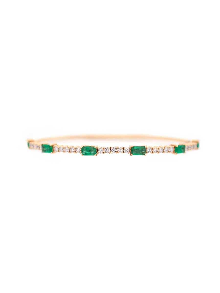 2.75ct Emerald Diamond 14K Gold Bangle Bracelet