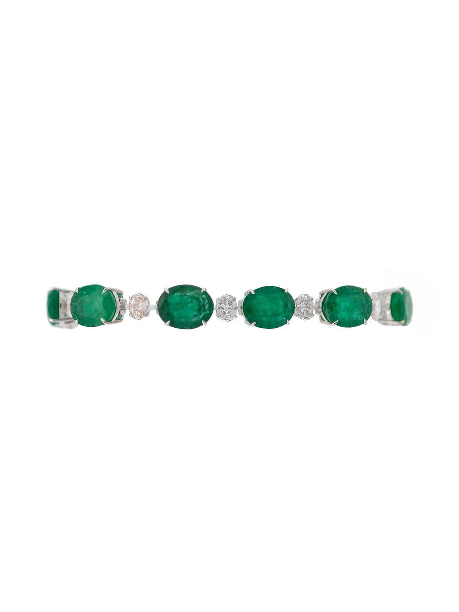 31.96ct Emerald Diamond 18K Gold Bracelet