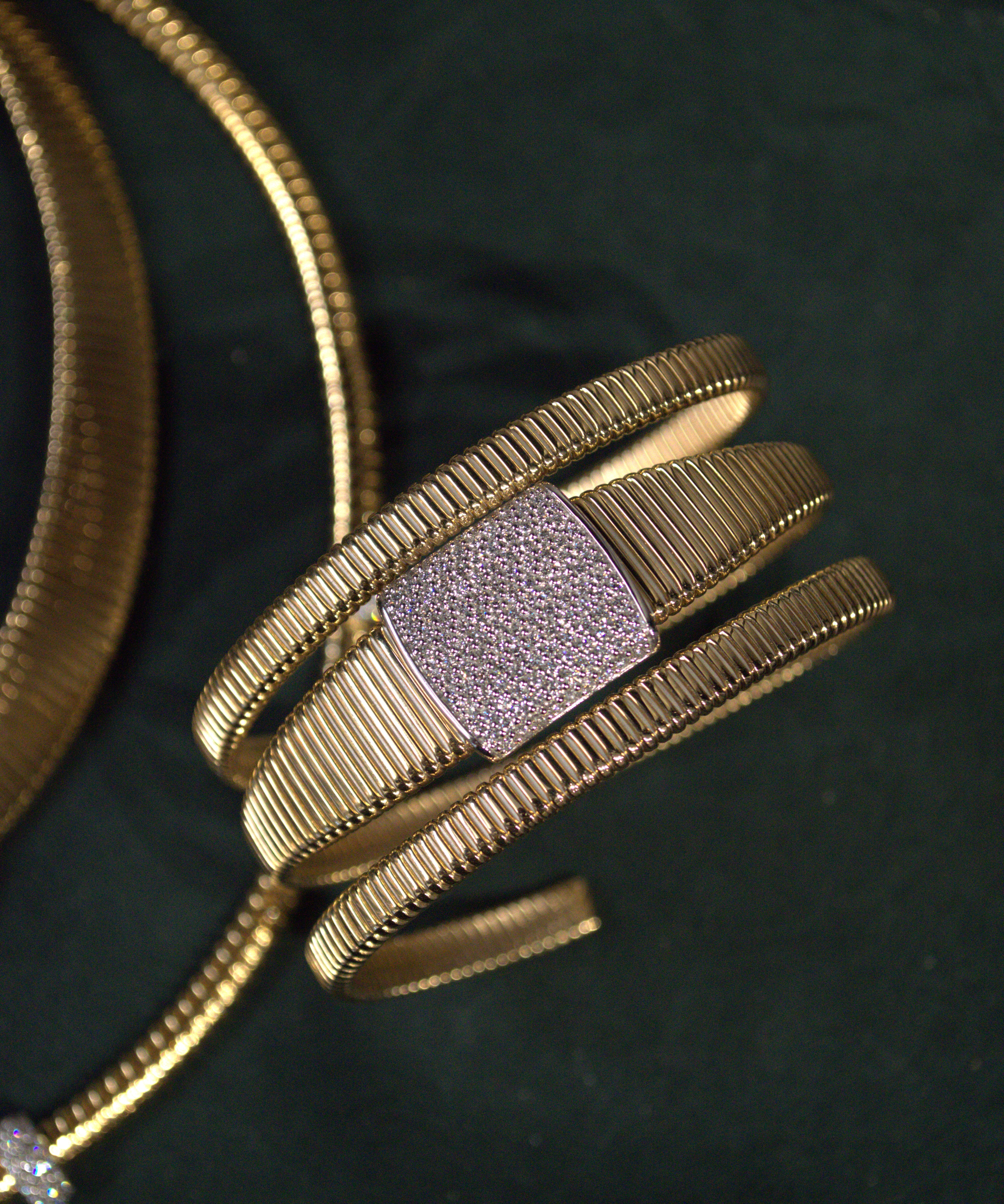 1.30ct Diamond 18K Italian Gold Multi Row Bracelet