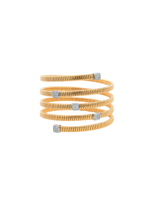 0.55ct Diamond 18K Italian Gold Multi Row Bracelet