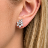 0.56ct Diamond 18K Gold Leaf Illusion Cluster Earrings