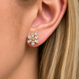 0.56ct Diamond 18K Gold Cluster Illusion Leaf Earrings