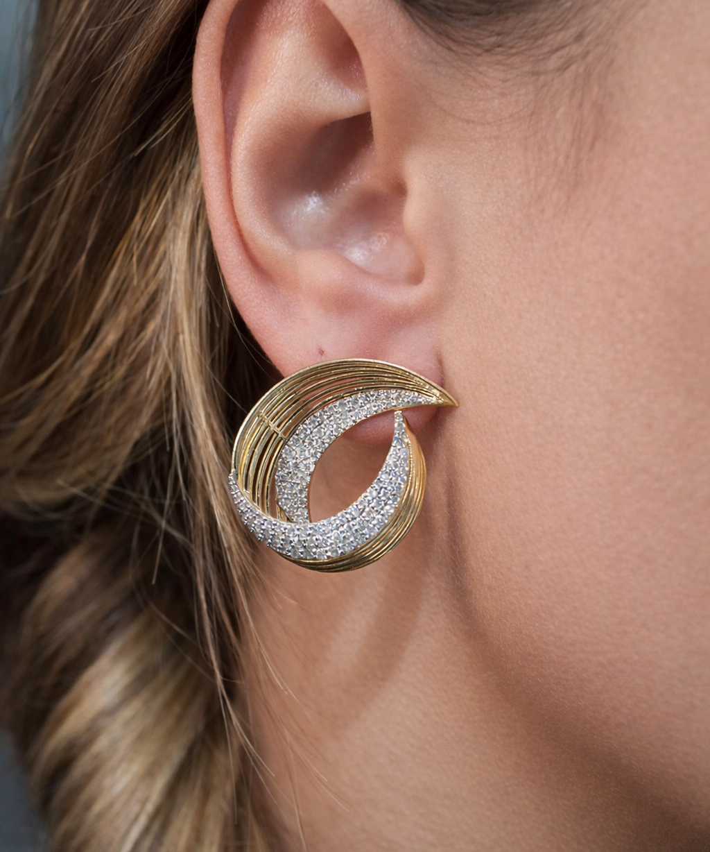 2.74ct Diamond 14K Gold Statement Earrings