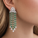 15.26ct Emerald Diamond 18K Gold Statement Earrings