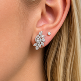 0.60ct Diamond 18K Gold Leaf Pear Illusion Earrings