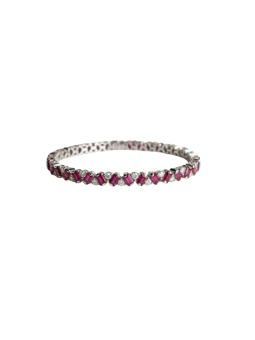 5.36ct Ruby Diamond Platinum Tennis Bracelet