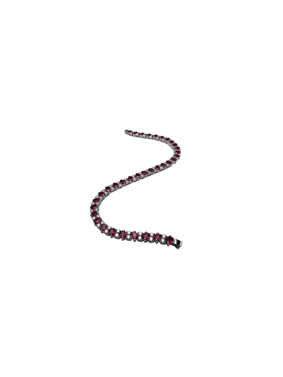 5.36ct Ruby Diamond Platinum Tennis Bracelet