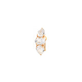 5.98ct White Topaz 18K Gold Three Stones Ear Cuff