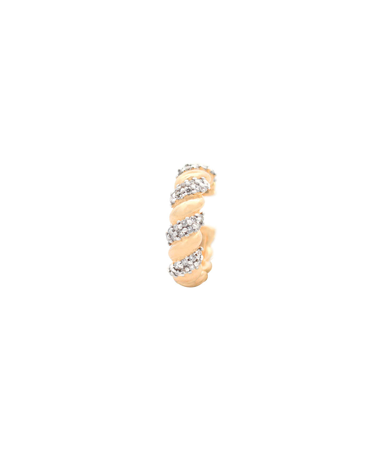 0.17ct Diamond 18K Gold Grooved Ear Cuff