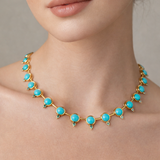 23.013ct Turquoise Emerald 18K Gold Link Necklace