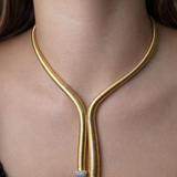 1.14ct Diamond 18K Italian Gold Statement Bolo Necklace