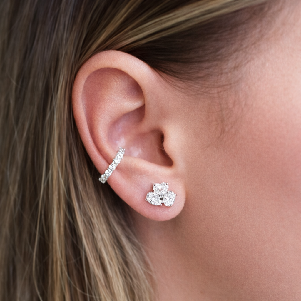 2.32ct Diamond 18K Gold Cluster Multi Shaped Stud Earrings