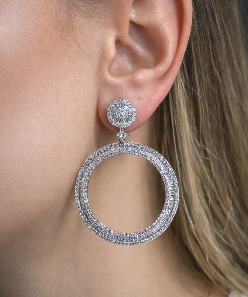 6.00ct Diamond 14K Gold Circle Statement Earrings