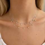 1.04ct Diamond 18K Gold Pear Drop Stationed Necklace