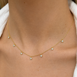 0.67ct Diamond 18K Gold Bezel Drop Stationed Necklace