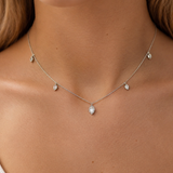 0.91ct Diamond 18K Gold Graduated Station Necklace