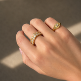 0.31ct Diamond 18K Gold Fluted Signet Ring