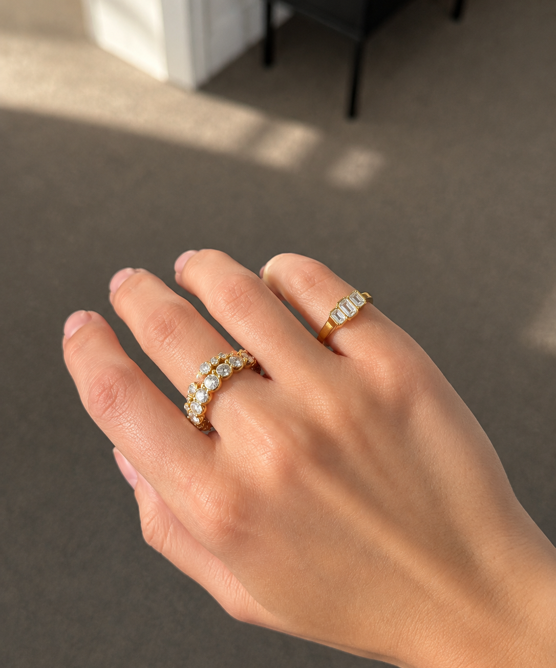 0.76ct Diamond 18K Gold Baguette Trio Signet Ring