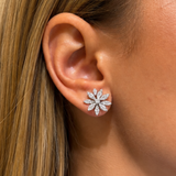 2.26ct Diamond 18K Gold Illusion Flower Stud Earrings