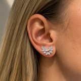 0.65ct Diamond 18K Gold Cluster Climber Earrings