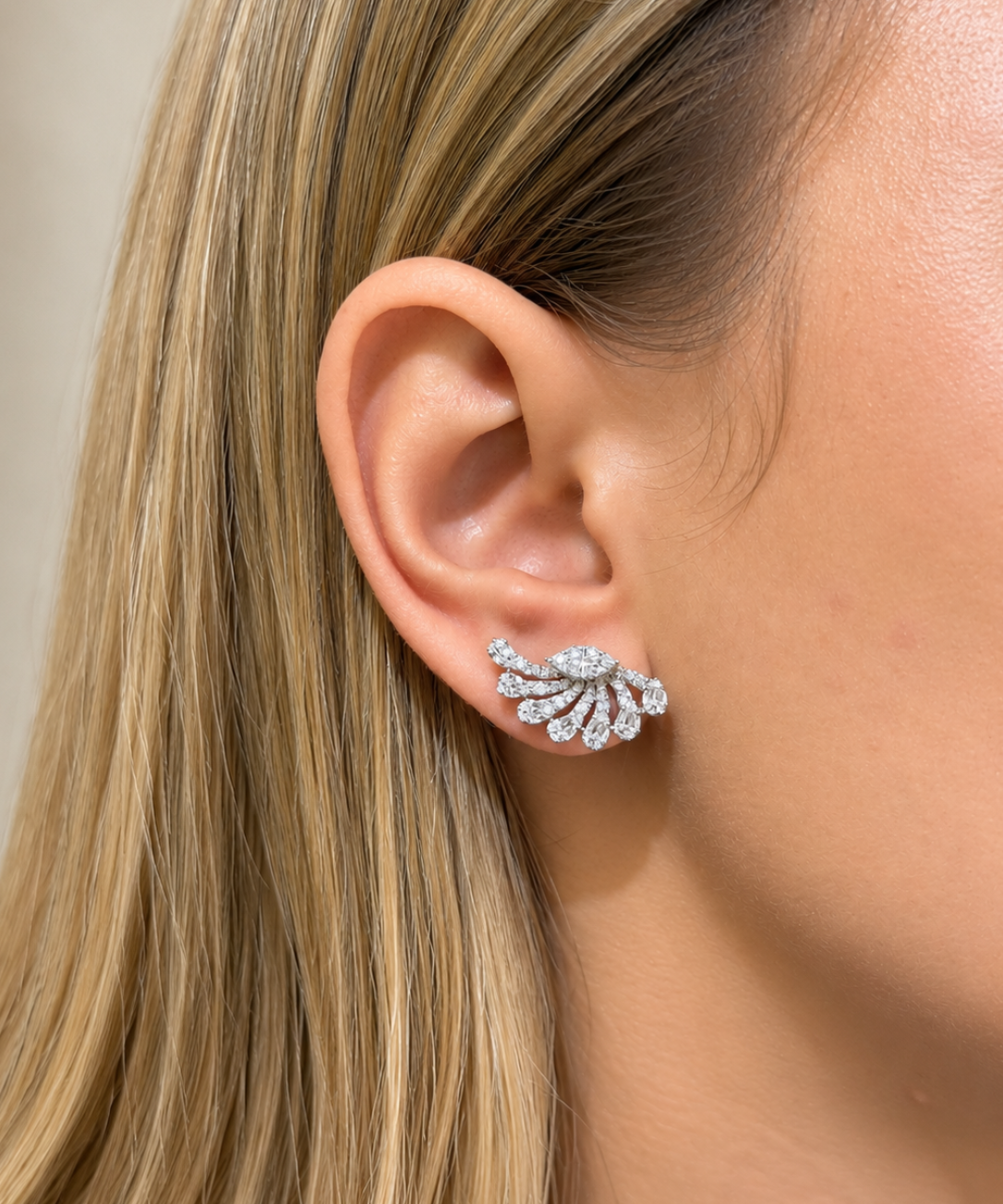 1.19ct Diamond 18K Gold Climber Earrings