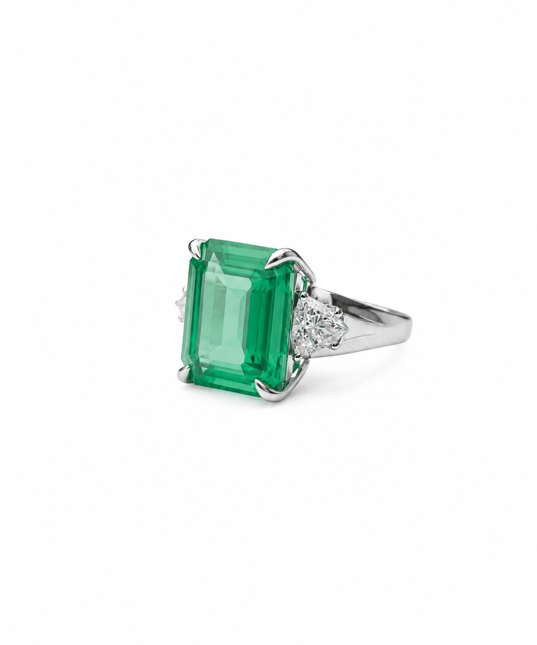 10.61ct Emerald Diamond 18K Gold Cocktail Ring