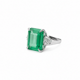 10.61ct Emerald Diamond 18K Gold Cocktail Ring