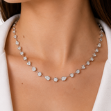 4.05ct Diamond 14K Gold Pave Multi Shape Half Tennis Necklace