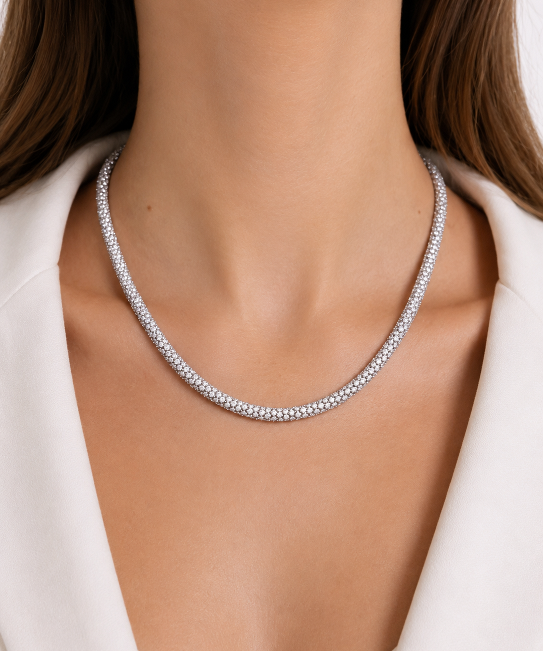 17.30ct Diamond 18K Gold Rope Necklace