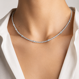 7.33ct Diamond 18K Gold Stationed Tennis Necklace