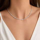 7.33ct Diamond 18K Gold Stationed Tennis Necklace