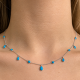 Turquoise 14K Gold Stationed Drop Dainty Necklace