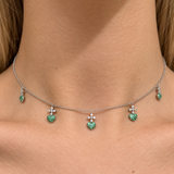 0.70ct Emerald Diamond 18K Gold Sacred Heart Station Necklace