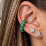 0.90ct Emerald 18K Gold Pave Statement Ear Cuff