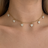 1.26ct Diamond 18K Gold Heart Stationed Chain Necklace