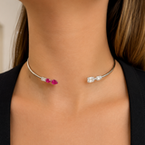 3.10cts Diamond Ruby 18K Gold Collar Necklace