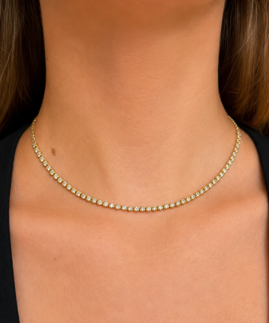 2.00ct Diamond 14K Gold Choker Tennis Necklace